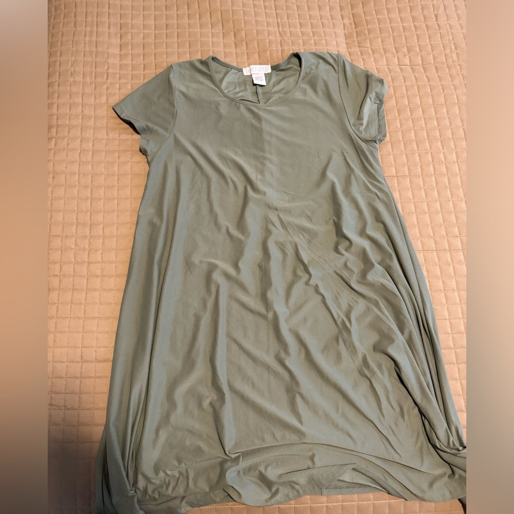 COPY - Planet gold soft olive t shirt dress